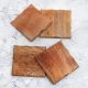 Antique Brown Finish Wooden Coasters - Pack of 4